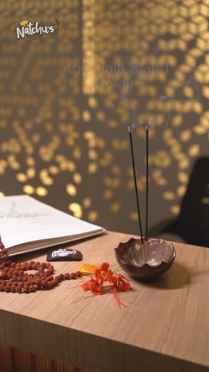Natchu's Coconut Shell and Wood based Agarbatti Stand & Dhoop Stand Combo (Set of I each)