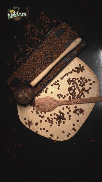 Natchu's Coconut Shell and wood based  Laddle & Saptula combo (Set of 1 each)